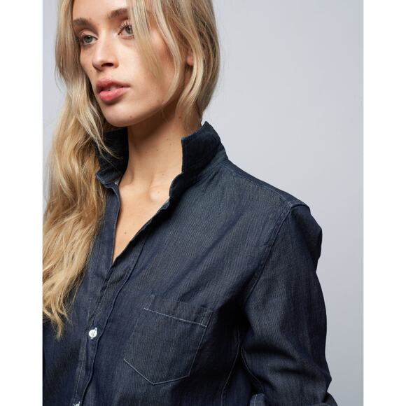 Frank & Eileen BARRY Famous Denim Tailored Button-Up Shirt in Raw Rinse L $278 - Picture 5 of 15